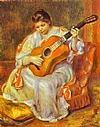 Pierre Auguste Renoir Famous Paintings - A Woman Playing the Guitar